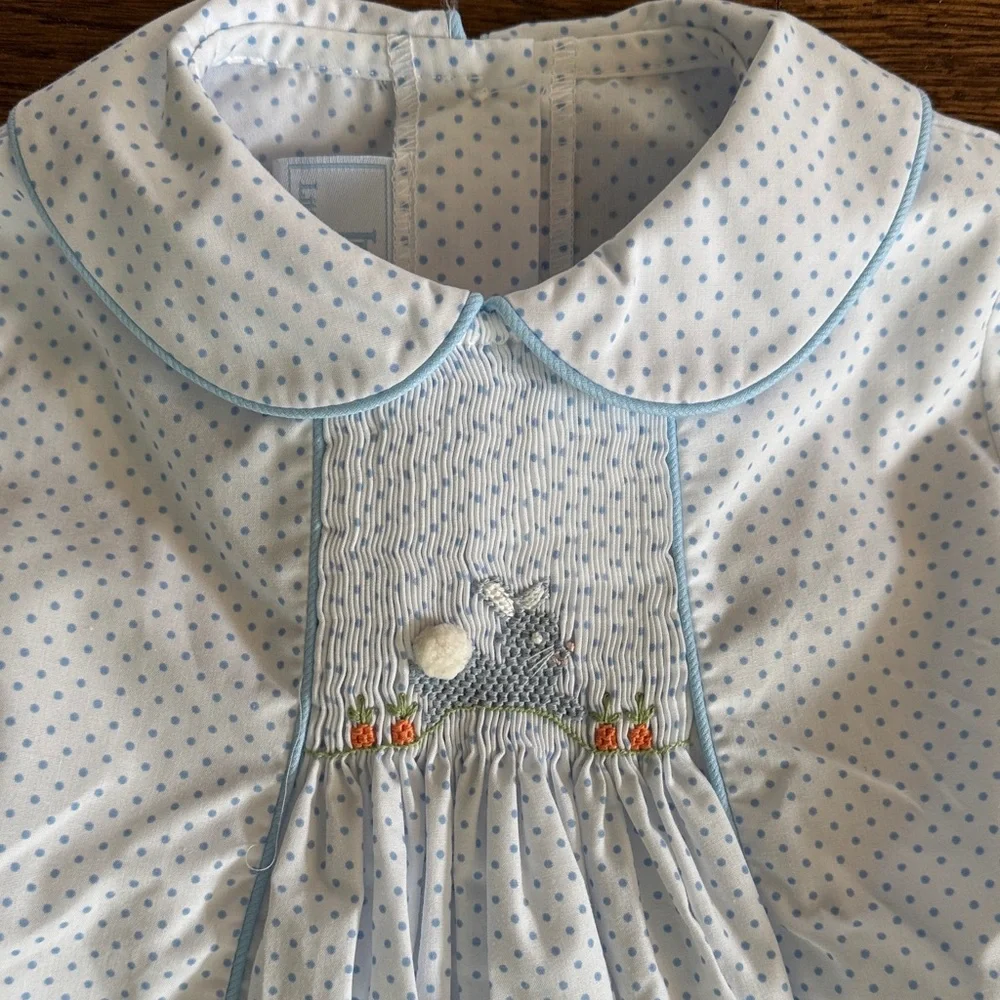 Little English Chest Smocked Short Set- Bunny New With Tags